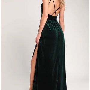 Lulus velvet green maxi bridesmaids dress size Large